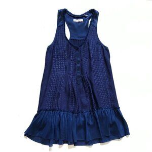 Rebecca Taylor Mini Dress Womens 4 Navy Blue Sleeveless Racerback Scoop Neck